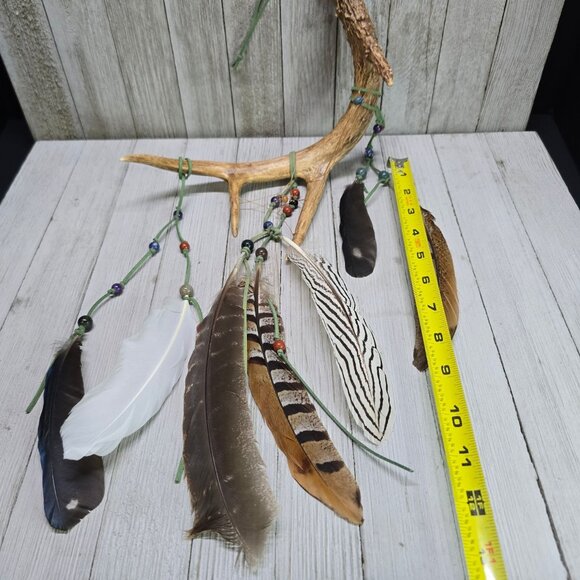Handcrafted Natural Dreamcatcher Gemstone, Feather, and Deer Antler Unique Decor - Picture 6 of 8